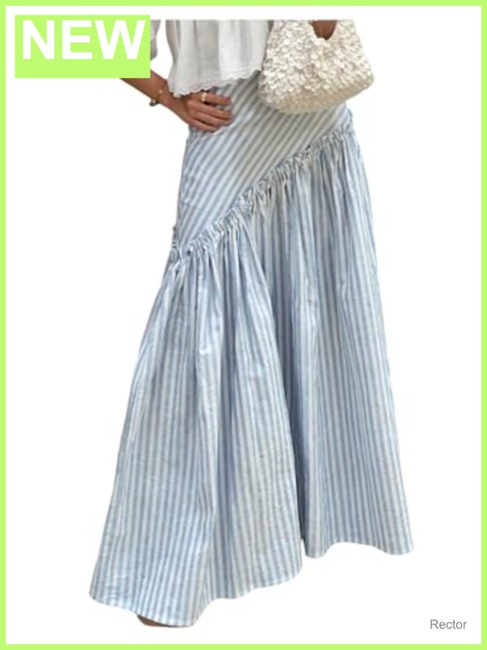 Women's Striped Frill Ruffle A Line Flowy Long Maxi Skirt